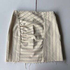 Stradivarius  Cream Pinstripe Ruched Mini Skirt